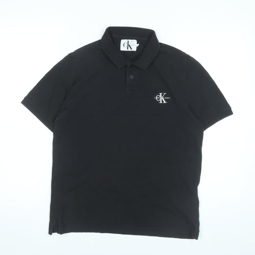 Calvin Klein Jeans Men’s Black Polo Shirt Size M Short Sleeve Cotton