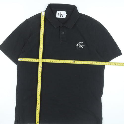 Calvin Klein Jeans Men’s Black Polo Shirt Size M Short Sleeve Cotton