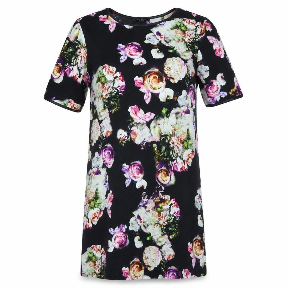 Front view of River Island Women’s Multicoloured Floral Shift Dress, size UK 6