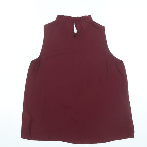 New Look Women's Red High Neck Ruffle Blouse Size 12 Sleeveless