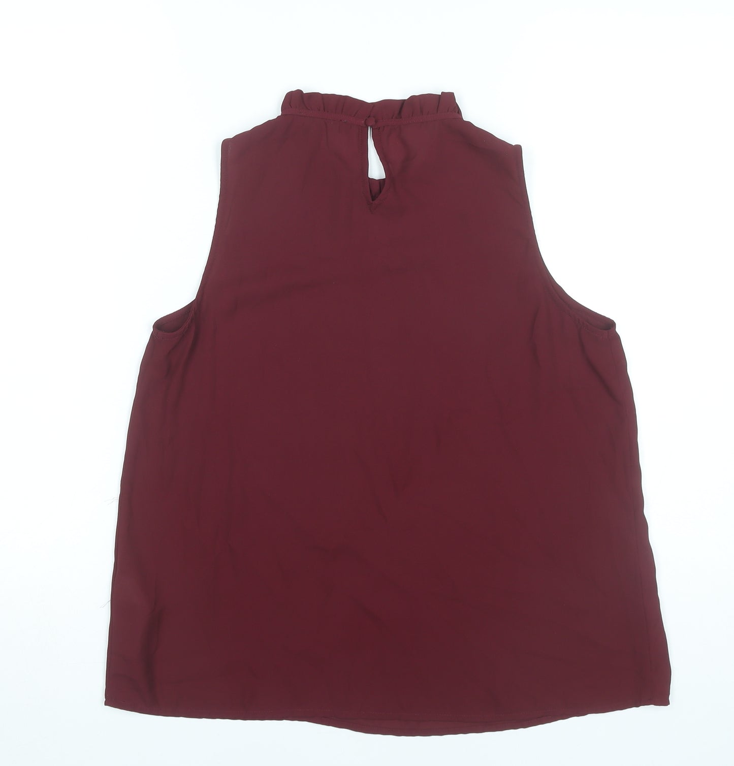 New Look Women's Red High Neck Ruffle Blouse Size 12 Sleeveless