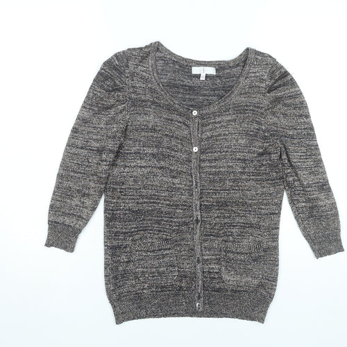 Jasper Conran Women's Grey Size 10 Scoop Neck Cardigan Jumper