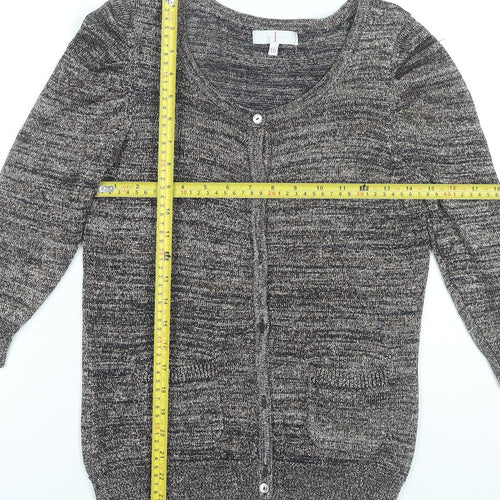 Jasper Conran Women's Grey Size 10 Scoop Neck Cardigan Jumper