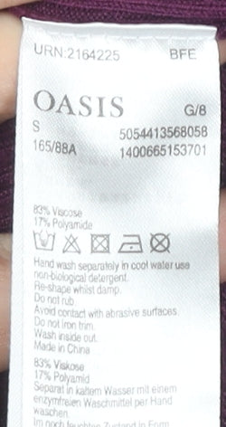 Oasis Womens Purple Beaded V-Neck Jumper Size 8 Long Sleeve Knitwear