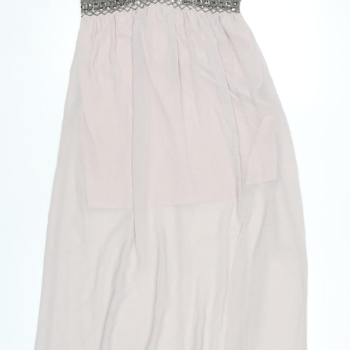TFNC London Women’s Ivory Maxi Dress Size S Beaded Formal Sleeveless