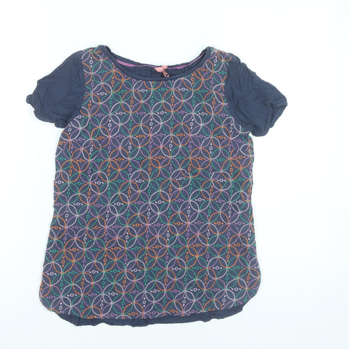 White Stuff Womens Blue Embroidered Tunic Blouse Size 8 Cotton