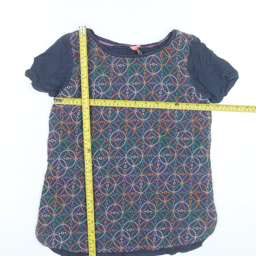 White Stuff Womens Blue Embroidered Tunic Blouse Size 8 Cotton