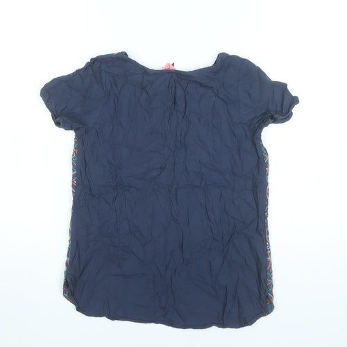 White Stuff Womens Blue Embroidered Tunic Blouse Size 8 Cotton