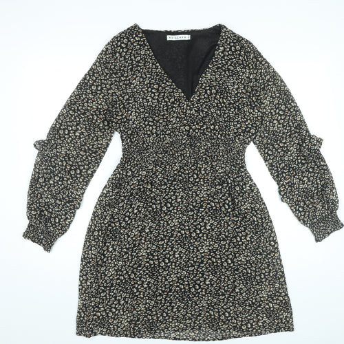 By Clara Women’s Black Animal Print Short A-Line Dress S