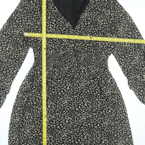 By Clara Women’s Black Animal Print Short A-Line Dress S