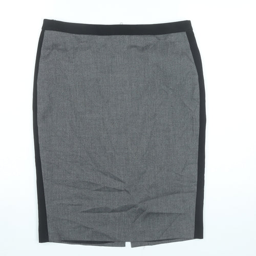 Warehouse Womens Grey Size 14 Pencil Skirt Workwear Lined Zip