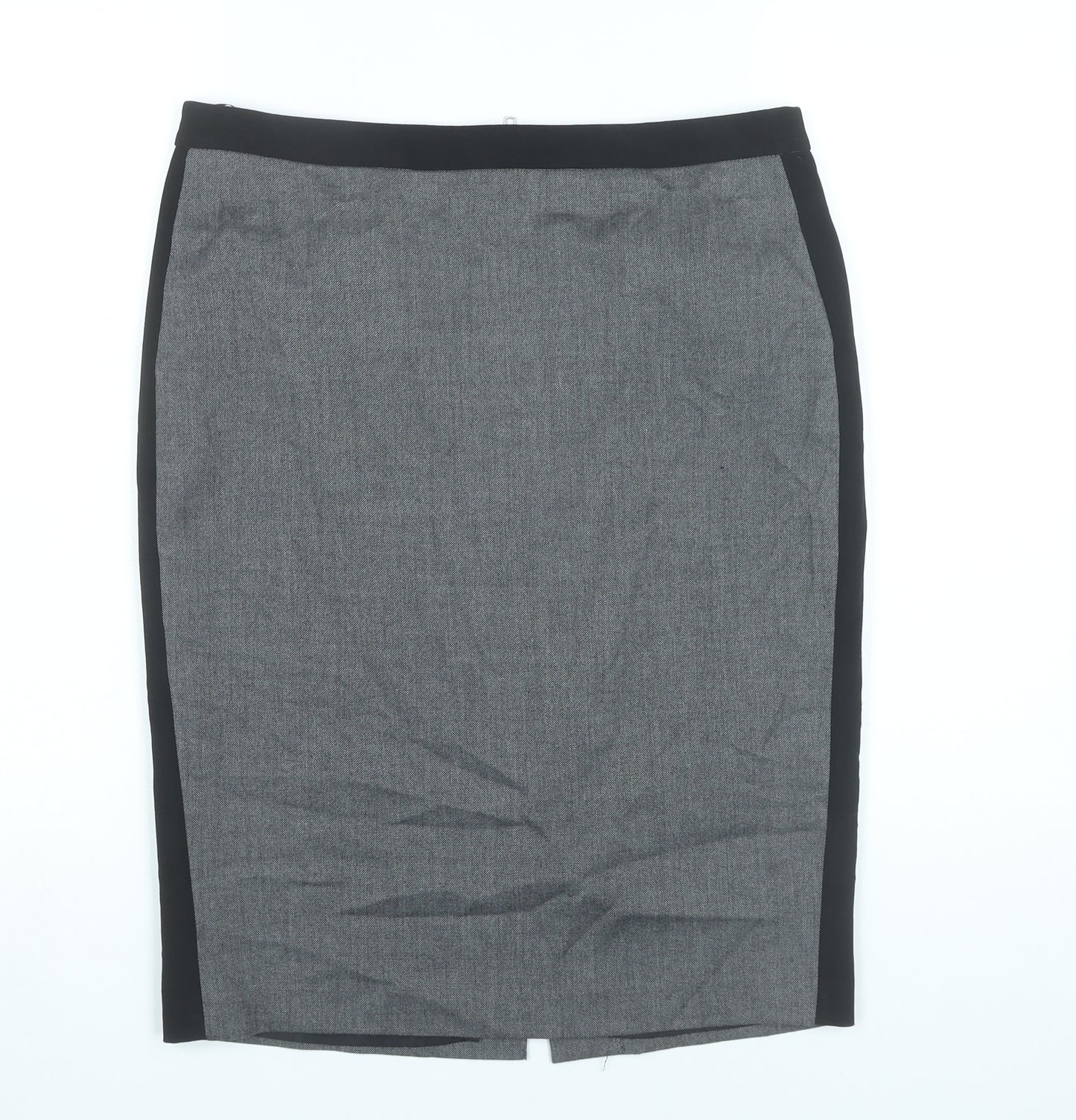 Warehouse Womens Grey Size 14 Pencil Skirt Workwear Lined Zip