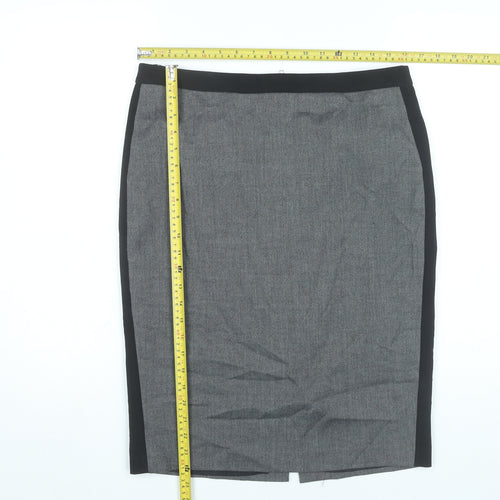 Warehouse Womens Grey Size 14 Pencil Skirt Workwear Lined Zip