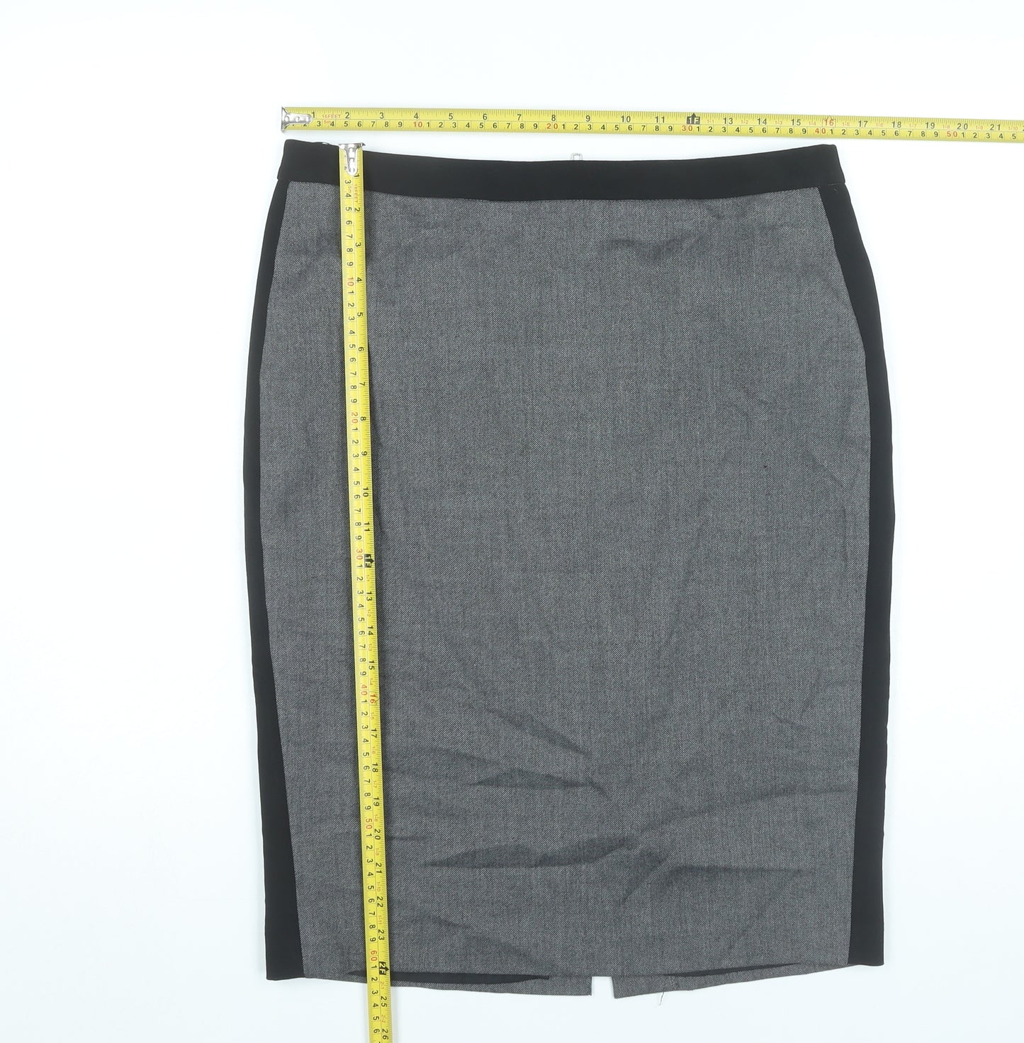 Warehouse Womens Grey Size 14 Pencil Skirt Workwear Lined Zip