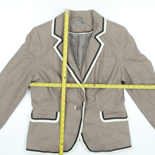 South Womens Beige Linen Blend Blazer Jacket Size 14 Workwear