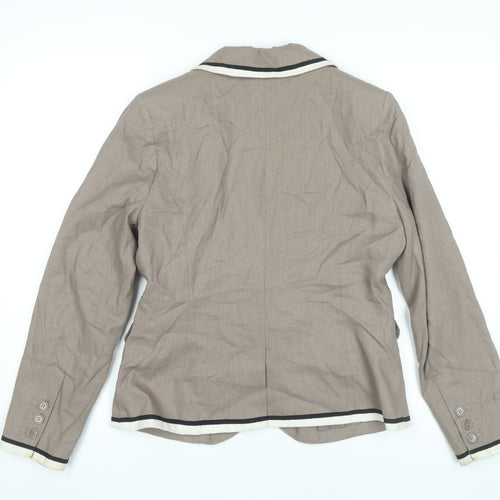 South Womens Beige Linen Blend Blazer Jacket Size 14 Workwear