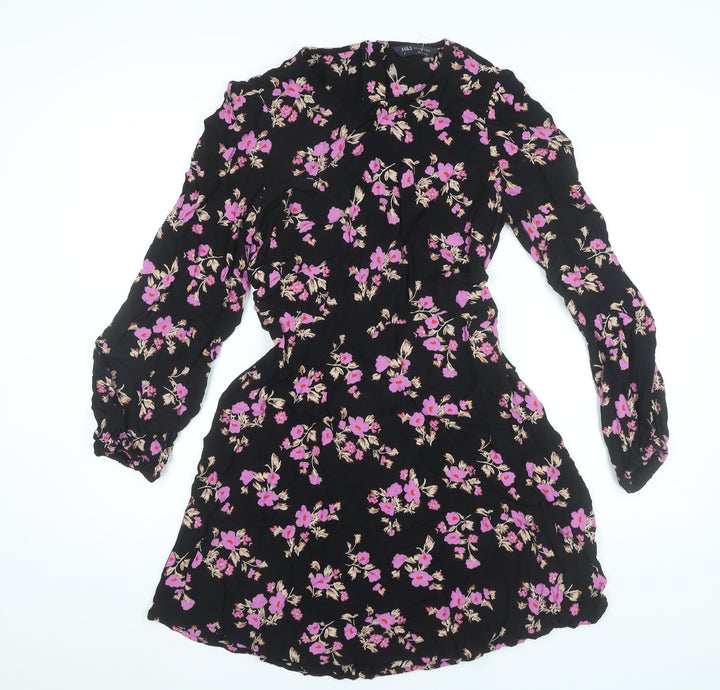 Marks and Spencer Womens Black Floral Shift Dress Size 10