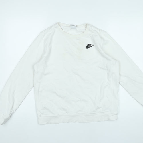 Nike Boys White XL Pullover Sweatshirt Crew Neck Long Sleeve Logo