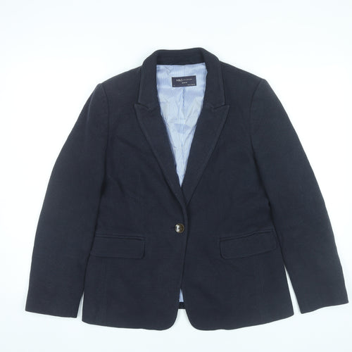 Marks and Spencer Women Black Size 12 Blazer Jacket Single Breasted