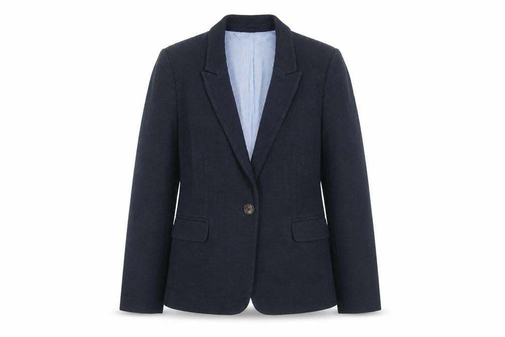 Front view of Marks & Spencer Women Black, size 12, Blazer Jacket Single Breasted