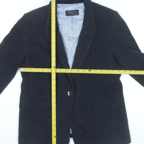 Marks and Spencer Women Black Size 12 Blazer Jacket Single Breasted