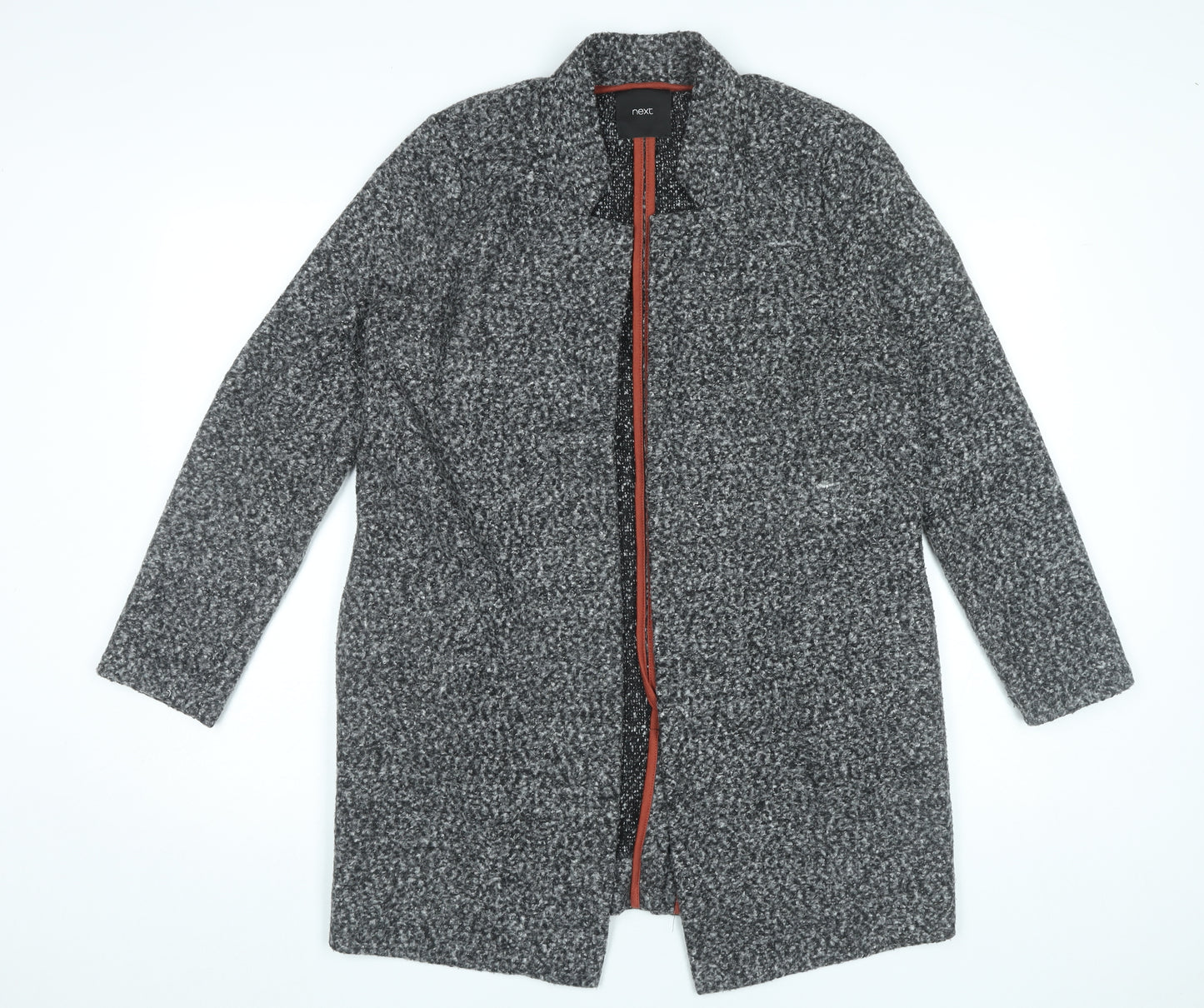 Next Women’s Grey Size 12 Collared Longline Cardigan Knitwear