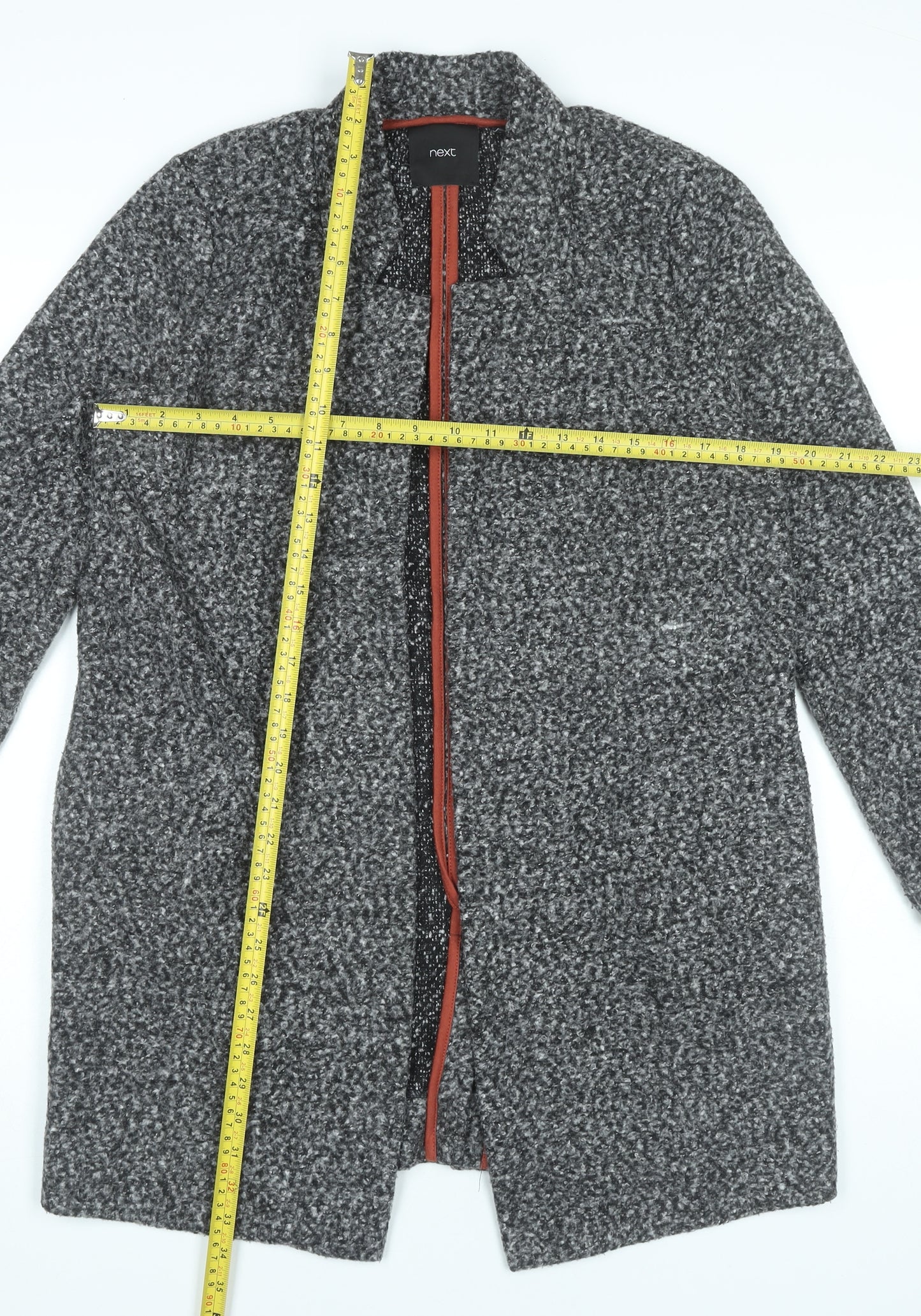 Next Women’s Grey Size 12 Collared Longline Cardigan Knitwear