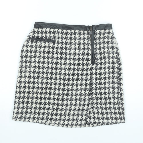Tu Women’s Black White Tweed Check Pencil Skirt Size 8 Knee Length