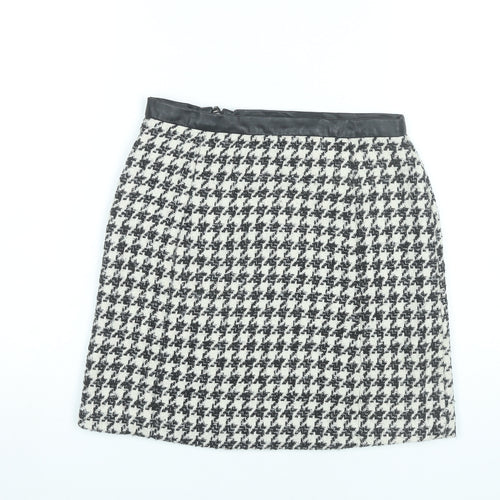 Tu Women’s Black White Tweed Check Pencil Skirt Size 8 Knee Length