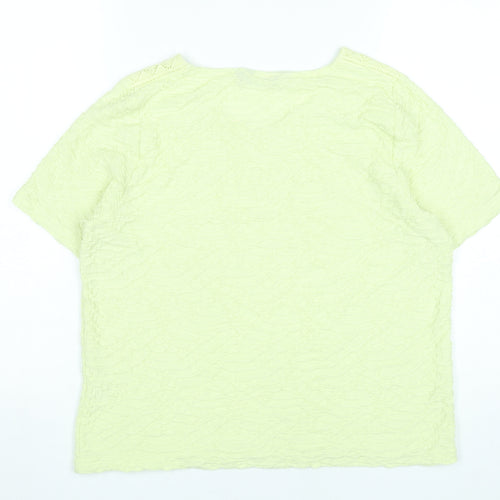 Isle Women’s Yellow Short Sleeve Crochet Accent T-Shirt Size 14