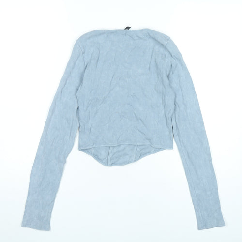 H&M Divided Women’s Blue Cropped Long Sleeve Scoop Neck Blouse Size S