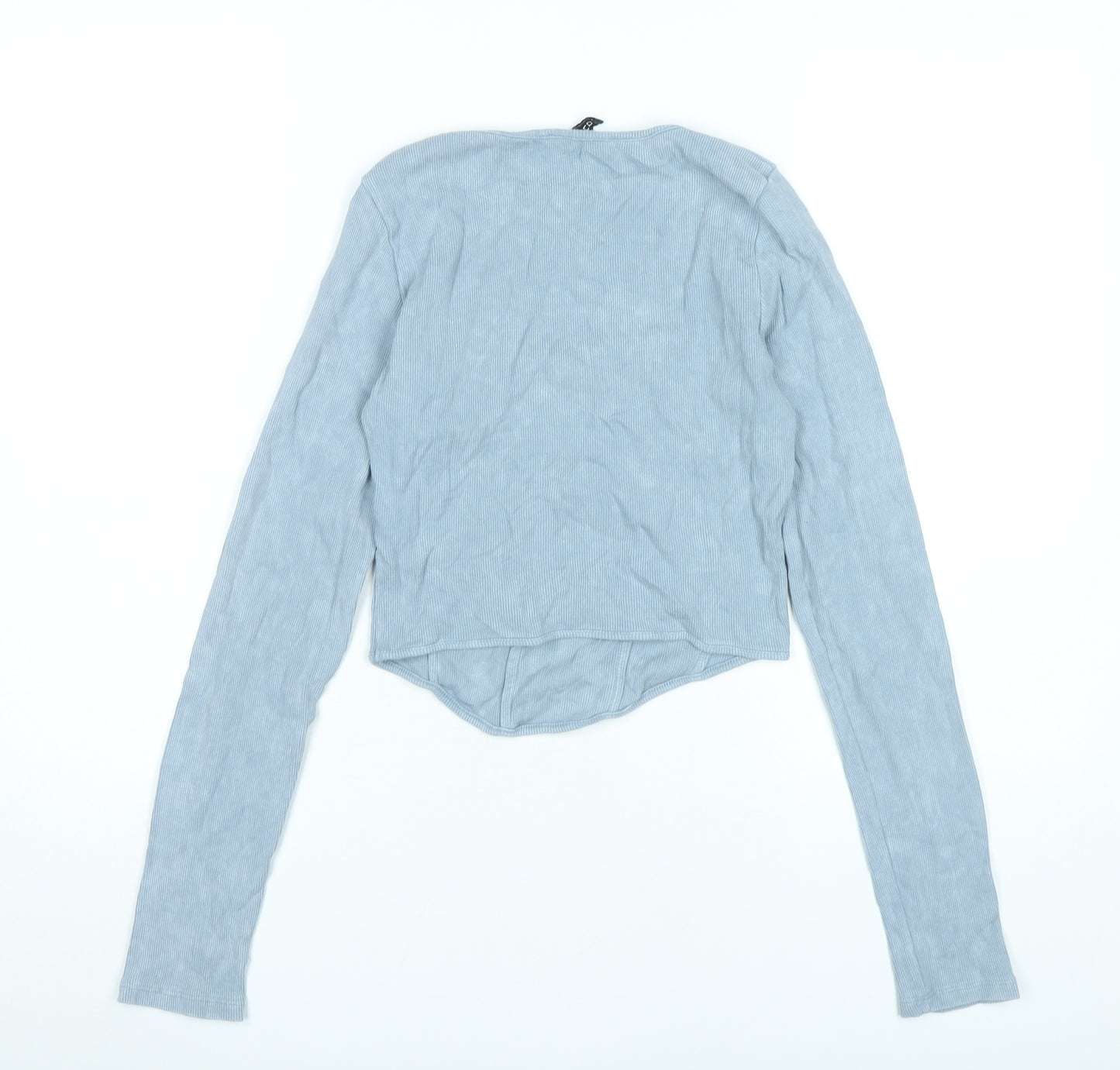 H&M Divided Women’s Blue Cropped Long Sleeve Scoop Neck Blouse Size S