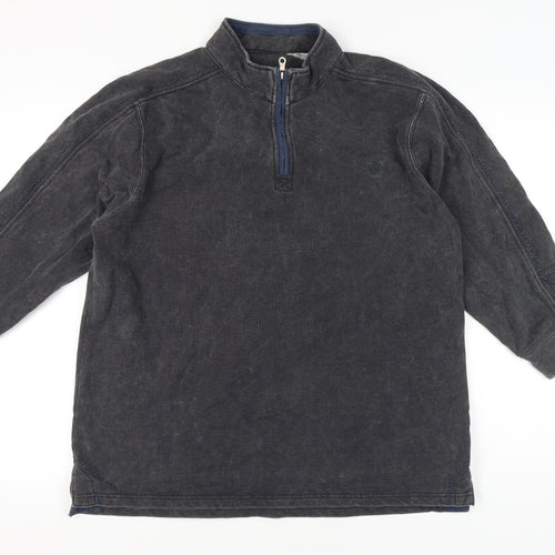 M&Co Men’s Grey 1/4 Zip Pullover Sweatshirt Size L Cotton