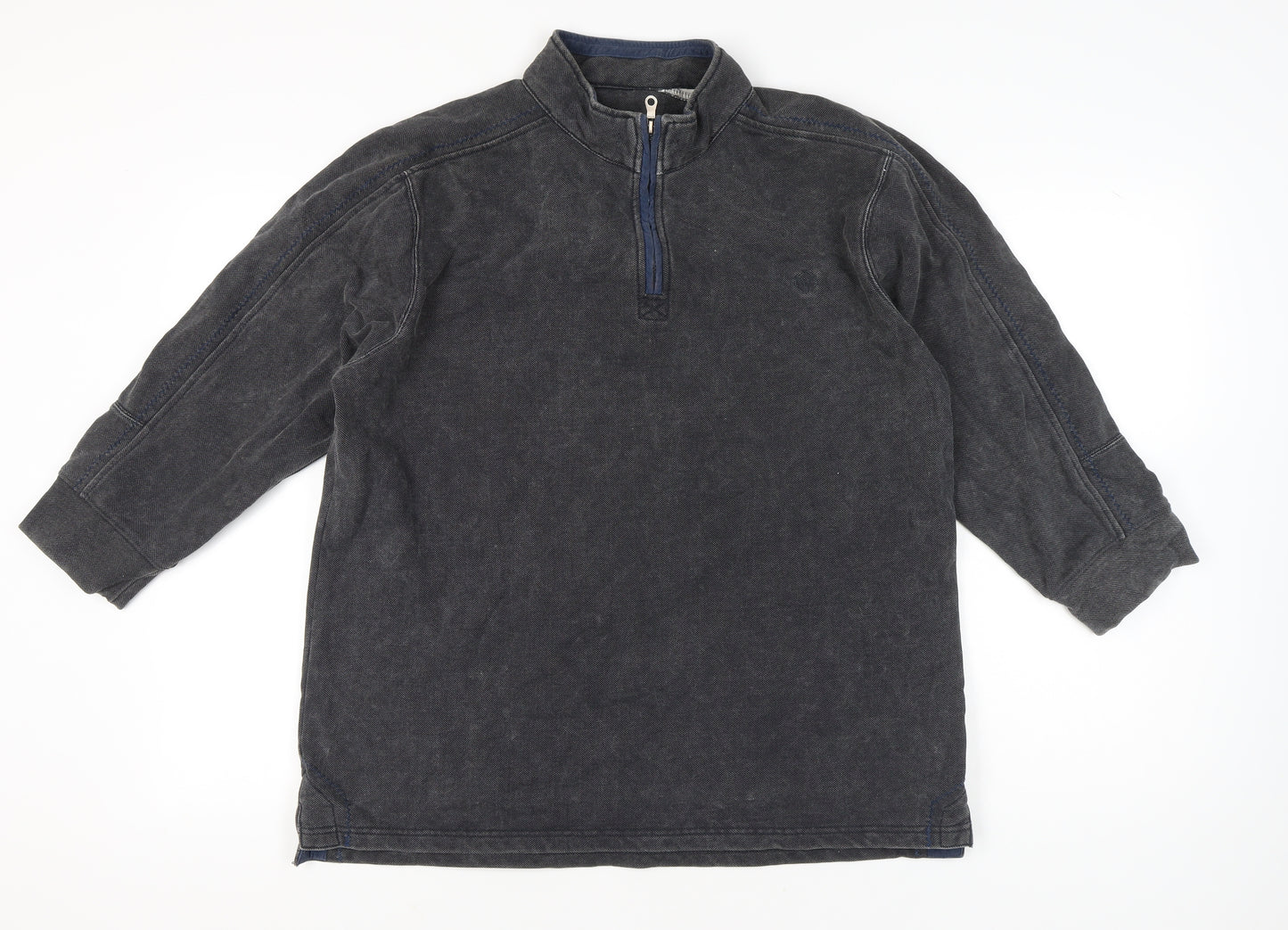 M&Co Men’s Grey 1/4 Zip Pullover Sweatshirt Size L Cotton