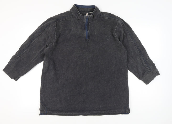 M&Co Men’s Grey 1/4 Zip Pullover Sweatshirt Size L Cotton