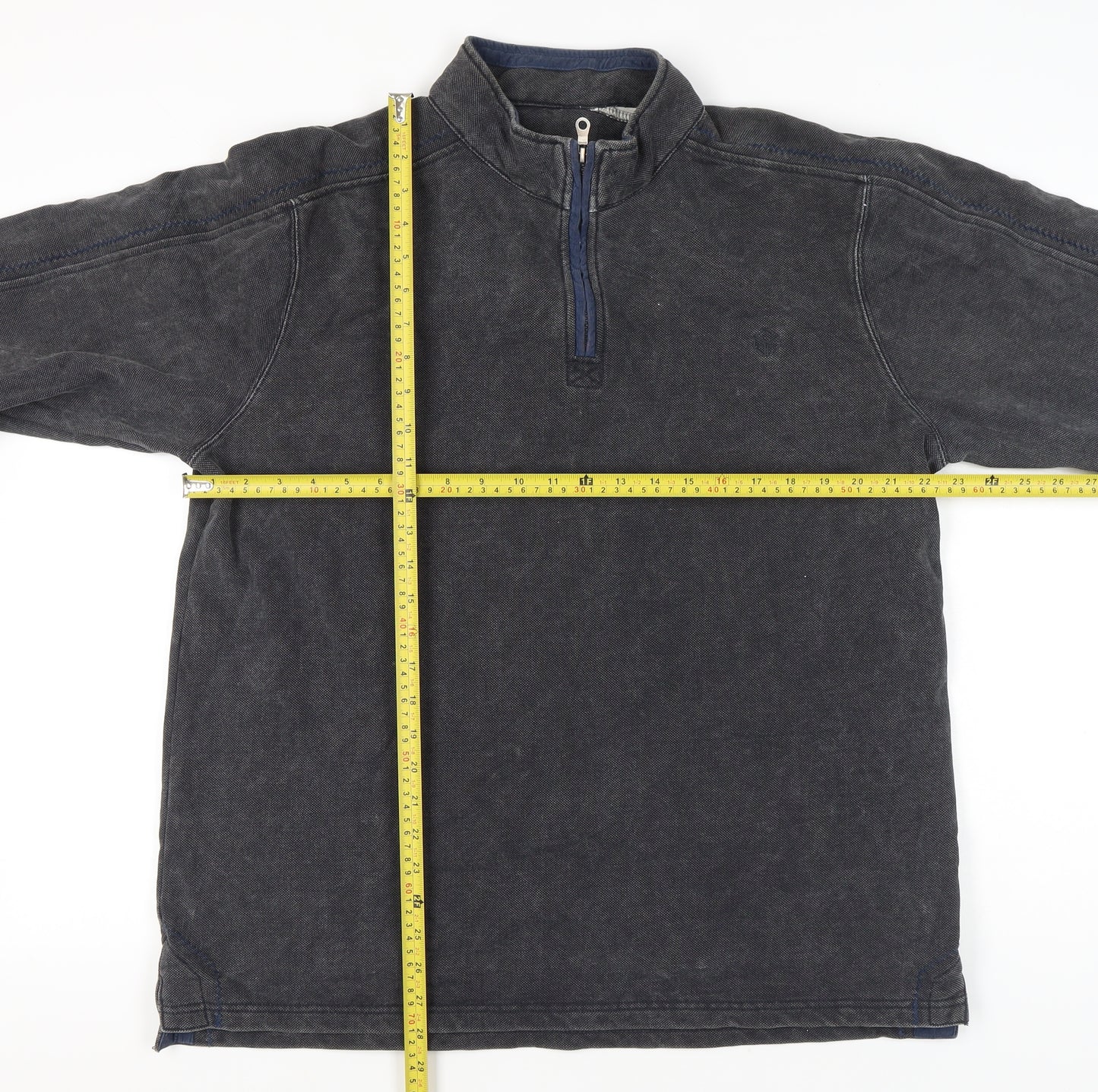 M&Co Men’s Grey 1/4 Zip Pullover Sweatshirt Size L Cotton