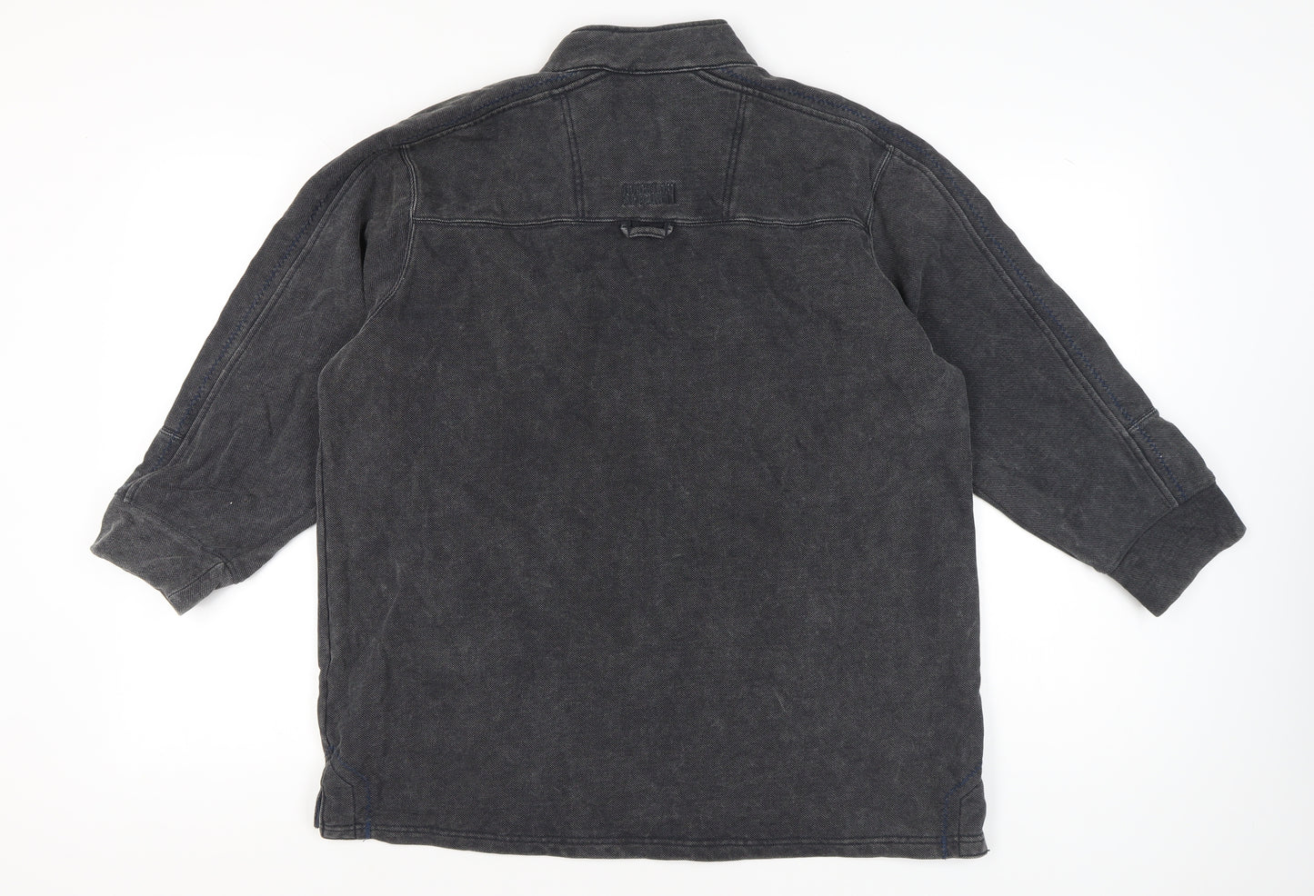 M&Co Men’s Grey 1/4 Zip Pullover Sweatshirt Size L Cotton