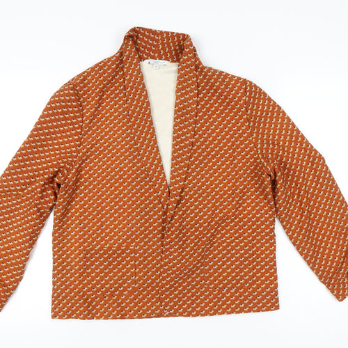 New Look Women’s Orange Geometric Jacket Size 14 Polyester