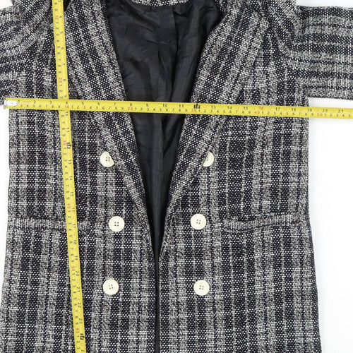 New Look Womens Grey Check Double-Breasted Blazer UK 8