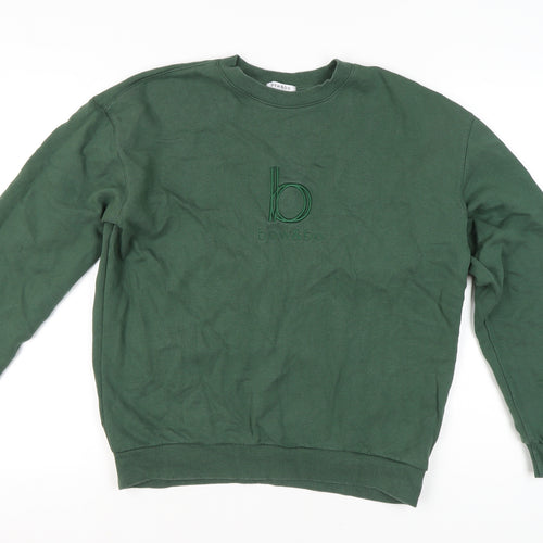 Bow&Bo Womens Green Cotton Pullover Sweatshirt M Logo Casual