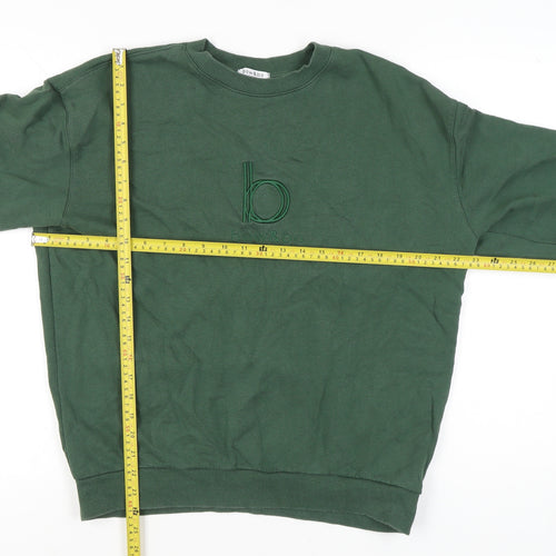 Bow&Bo Womens Green Cotton Pullover Sweatshirt M Logo Casual