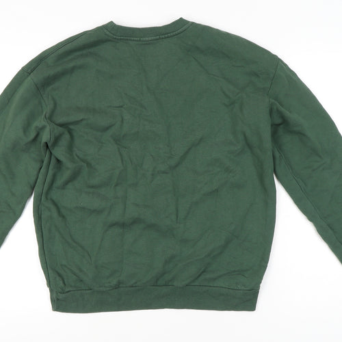 Bow&Bo Womens Green Cotton Pullover Sweatshirt M Logo Casual