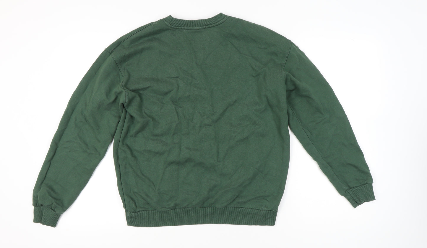 Bow&Bo Womens Green Cotton Pullover Sweatshirt M Logo Casual