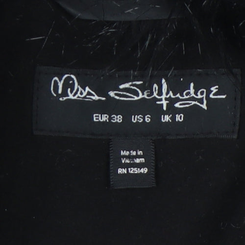 Miss Selfridge Women’s Black Faux Fur Trim Coat UK 10