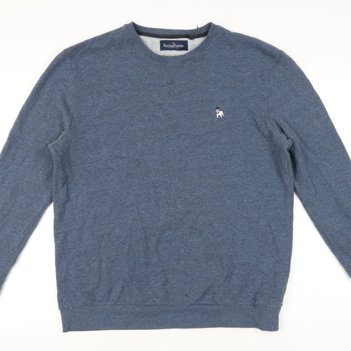 Spitalfields Men’s Blue Cotton Pullover Sweatshirt L Crew Neck