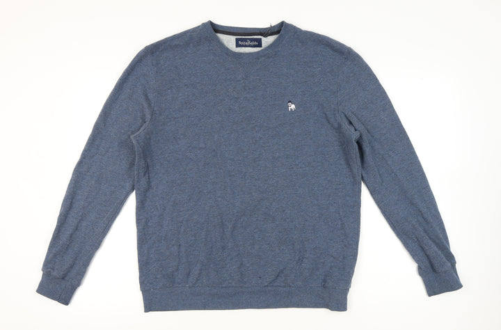 Spitalfields Men’s Blue Cotton Pullover Sweatshirt L Crew Neck