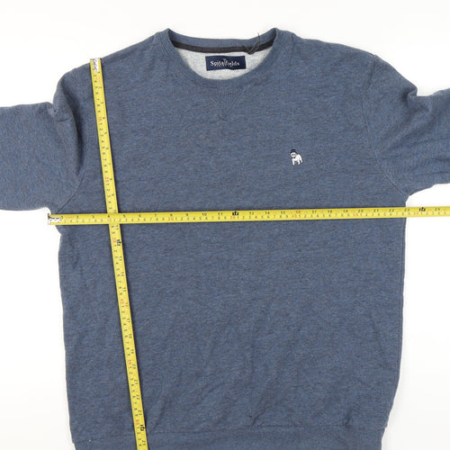 Spitalfields Men’s Blue Cotton Pullover Sweatshirt L Crew Neck