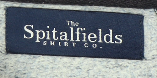 Spitalfields Men’s Blue Cotton Pullover Sweatshirt L Crew Neck