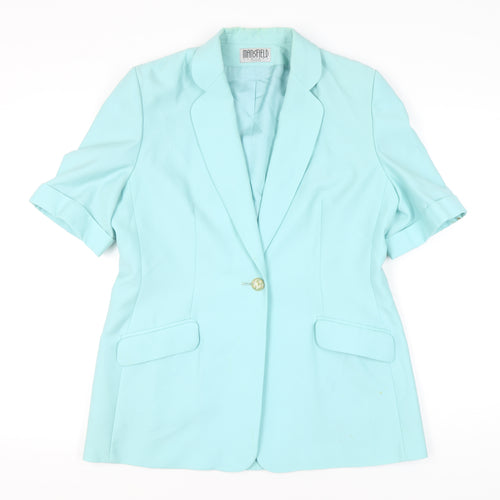 Mansfield Womens Blue Size 14 Wool Single-Breasted Blazer