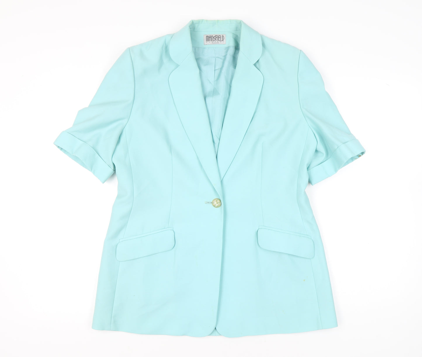 Mansfield Womens Blue Size 14 Wool Single-Breasted Blazer